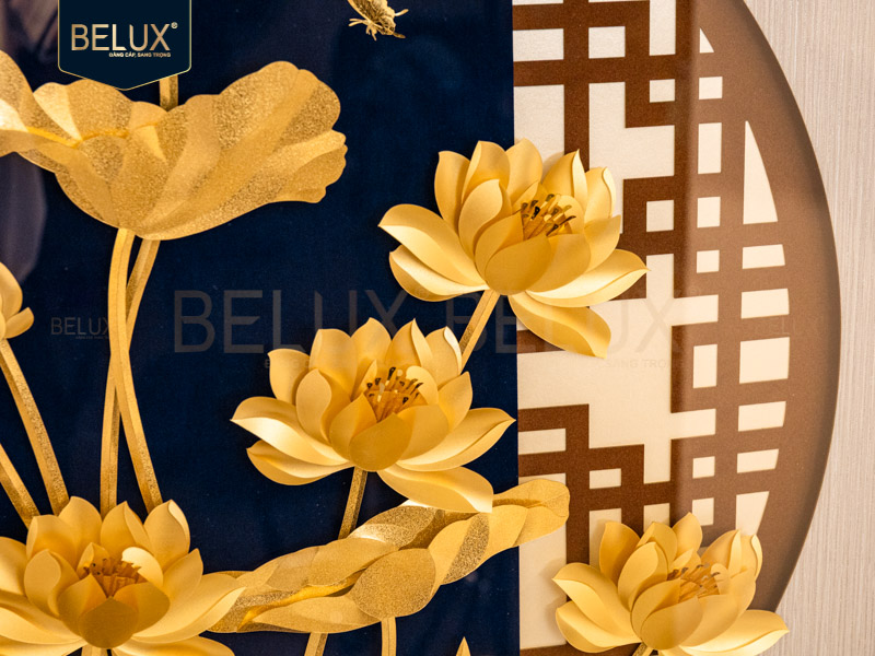 Tranh Hoa Sen dát vàng 24k 81x81cm